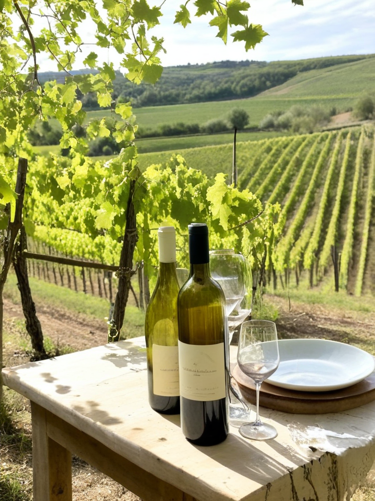 Vignoble en fleurs au printemps